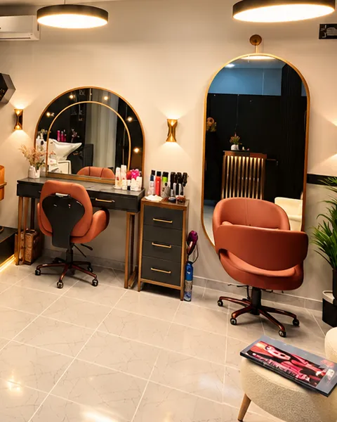Kemerli ışıklı ayna önünde saç kesim istasyonu, Makas Hair Studio
